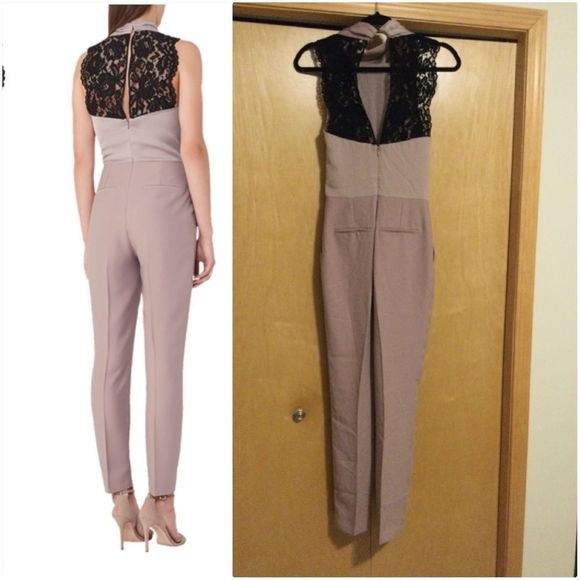 Reiss Kita Lace Back Jumpsuit, Ash - Picture 2 of 14